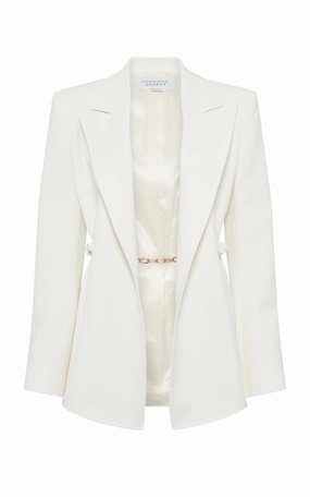 Epona Chain Blazer in Ivory Recycled Virgin Wool Advanced Thread Tensioning Trendy Appearance