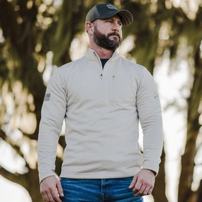 Urban Chic Cozy Vibe Men's 1/2 Zip Waffle Top - Sand