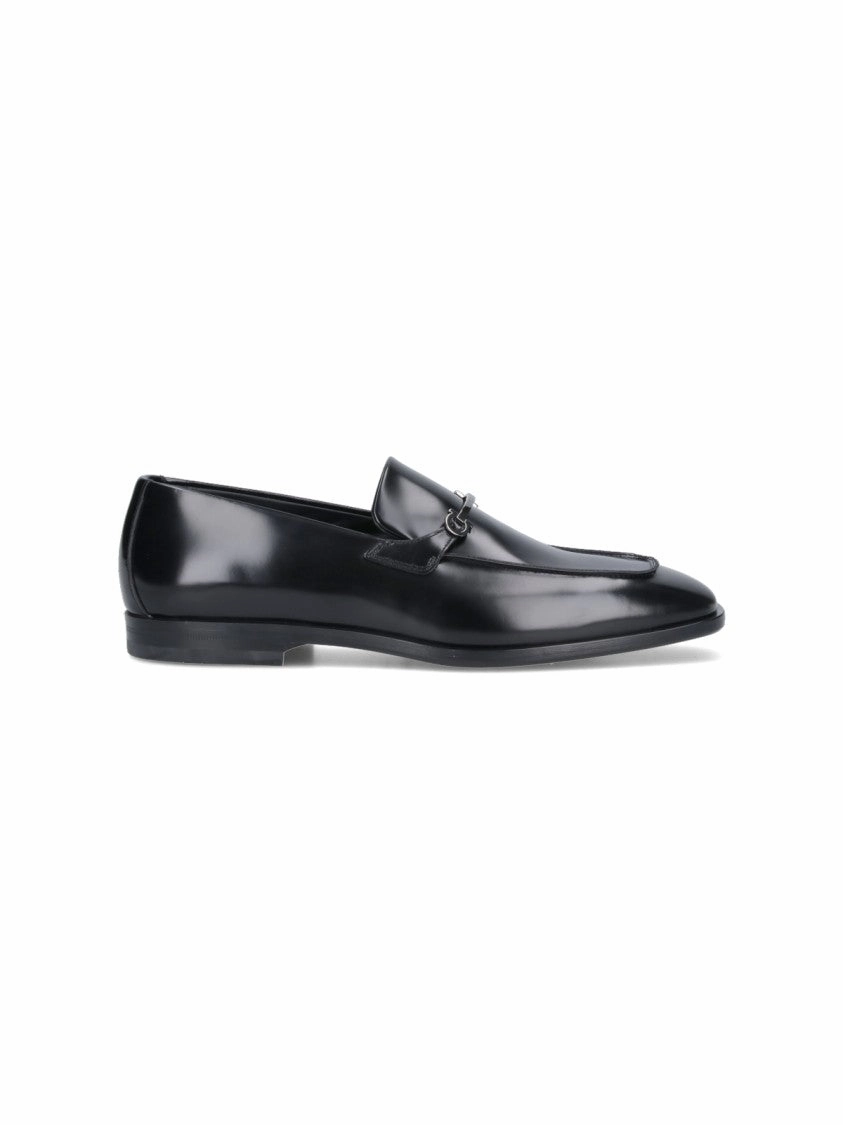 Gancini Loafers In Black Leather Urban Dawn Quiet Confidence