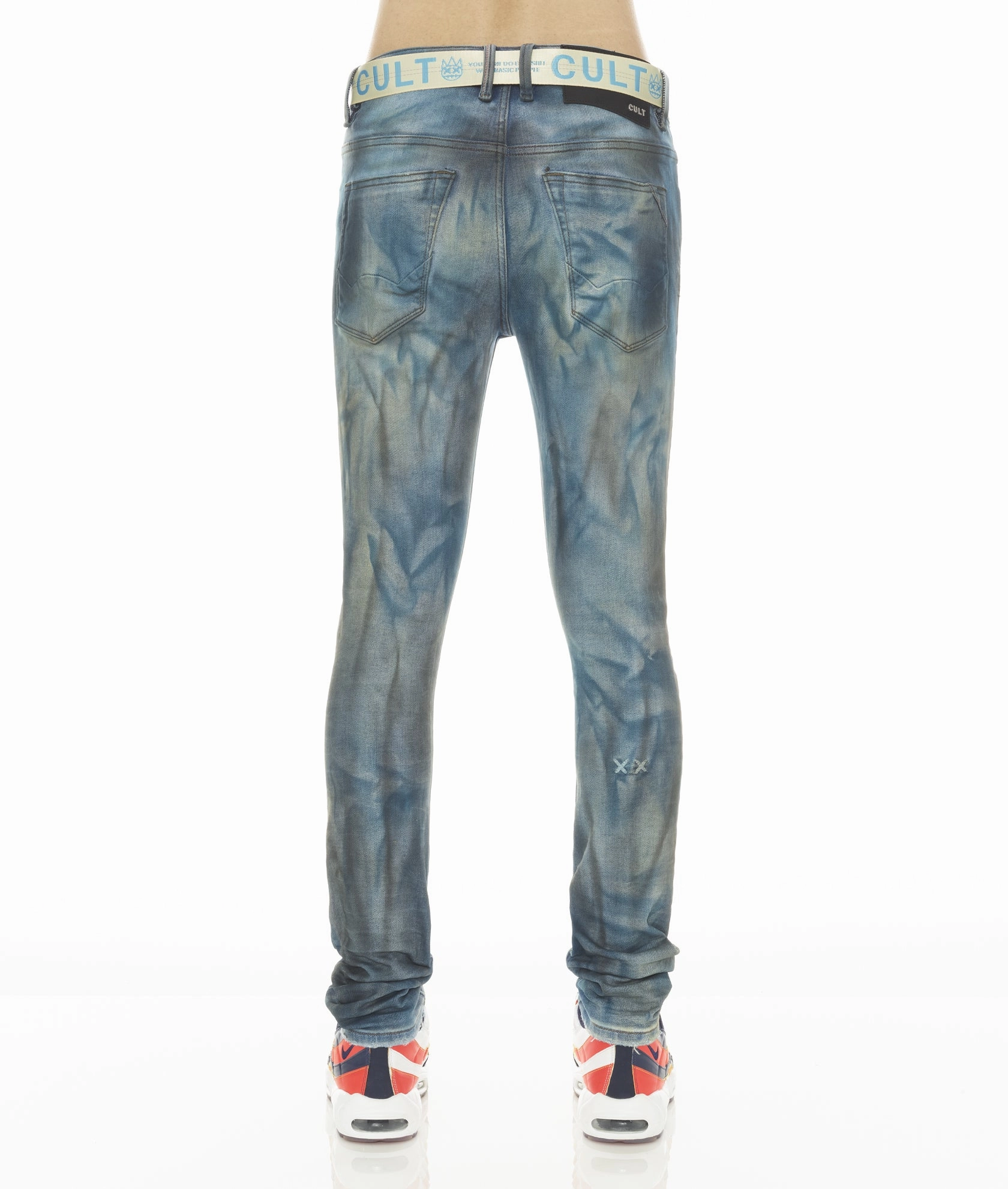 PUNK SUPER SKINNY STRETCH w/BABY BLUE BELT IN KASSO Easy Layering Cool Day Look