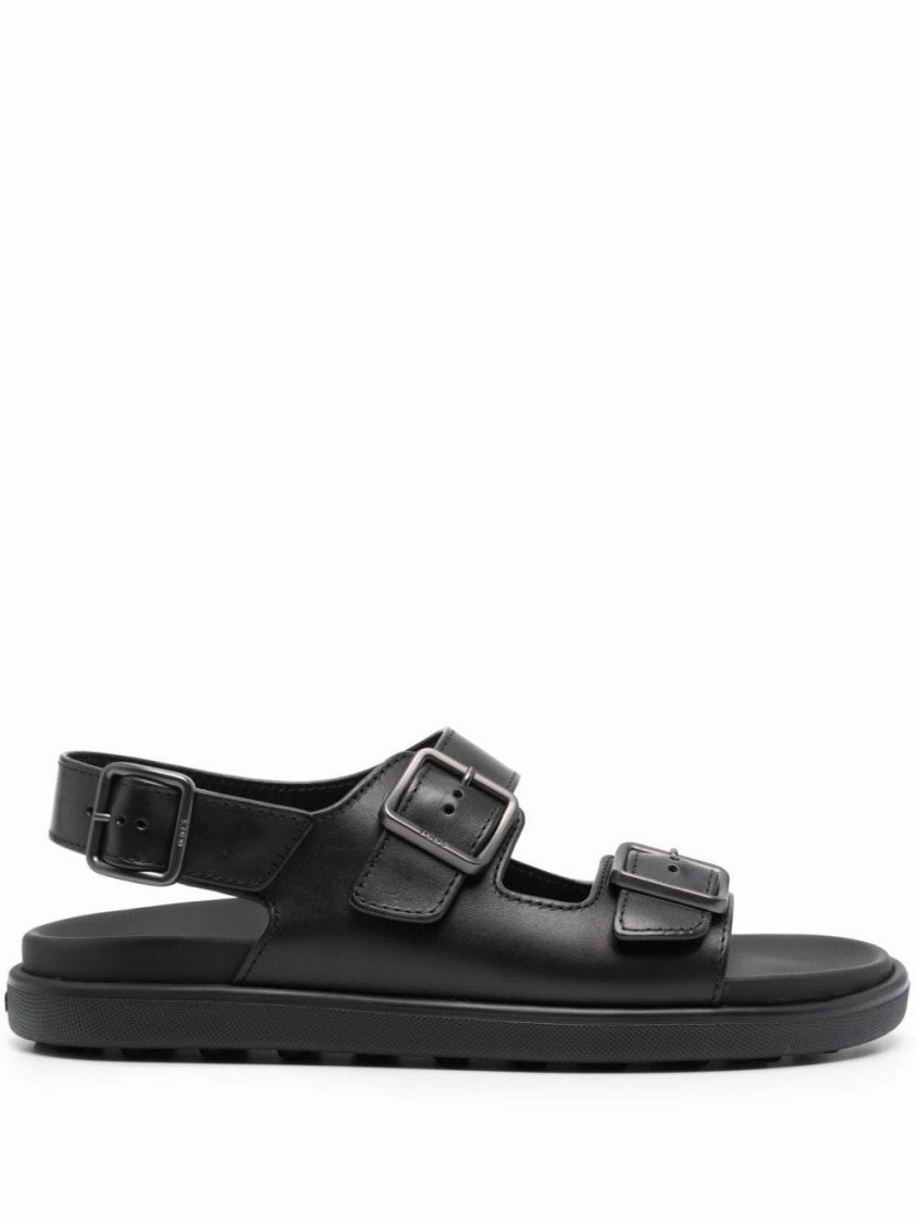 Open Black Leather Sandals City Life