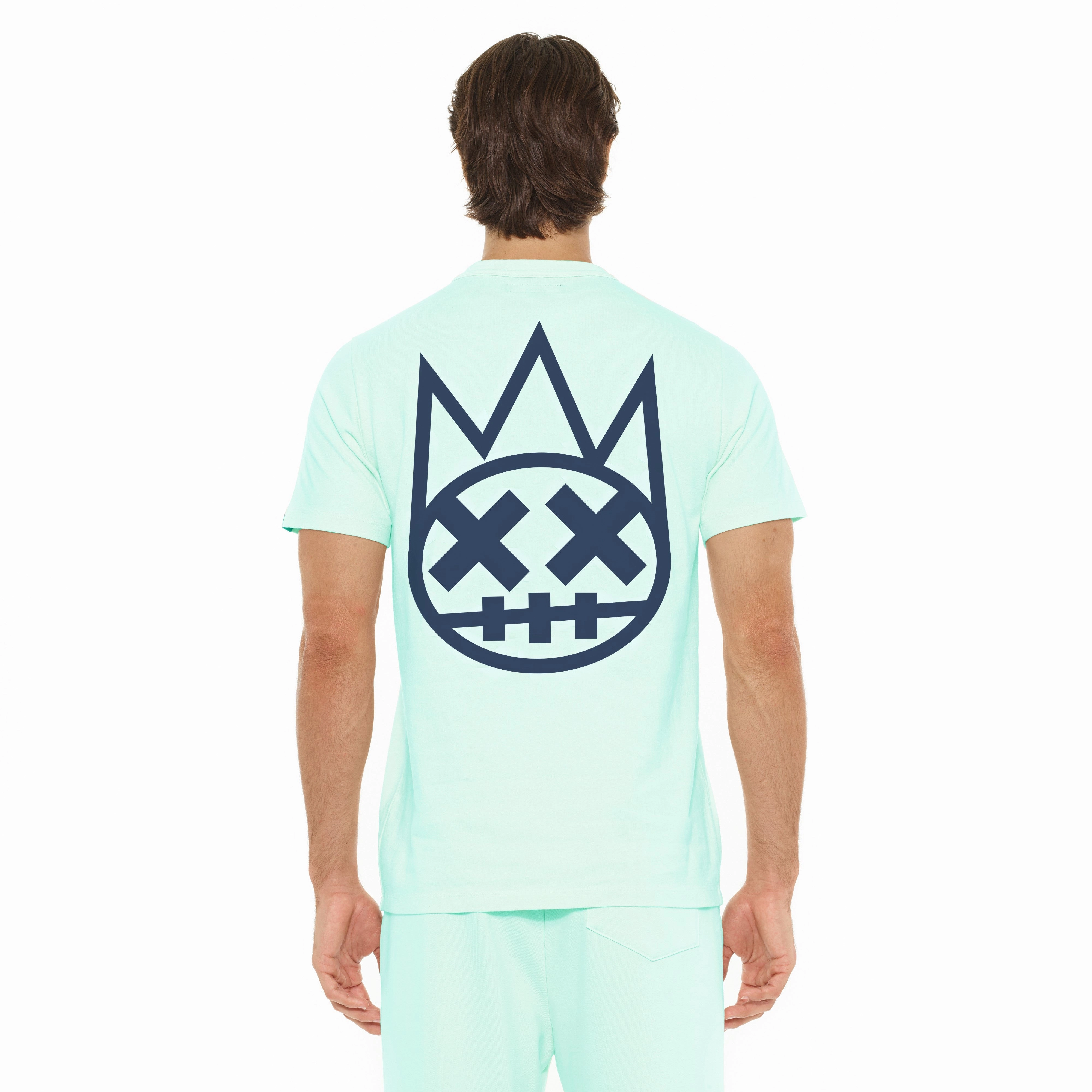 suitable for all genders Cult's Heavyweight Short Sleeve Crew Neck Tee "Shimuchan" Logo in Powder Blue