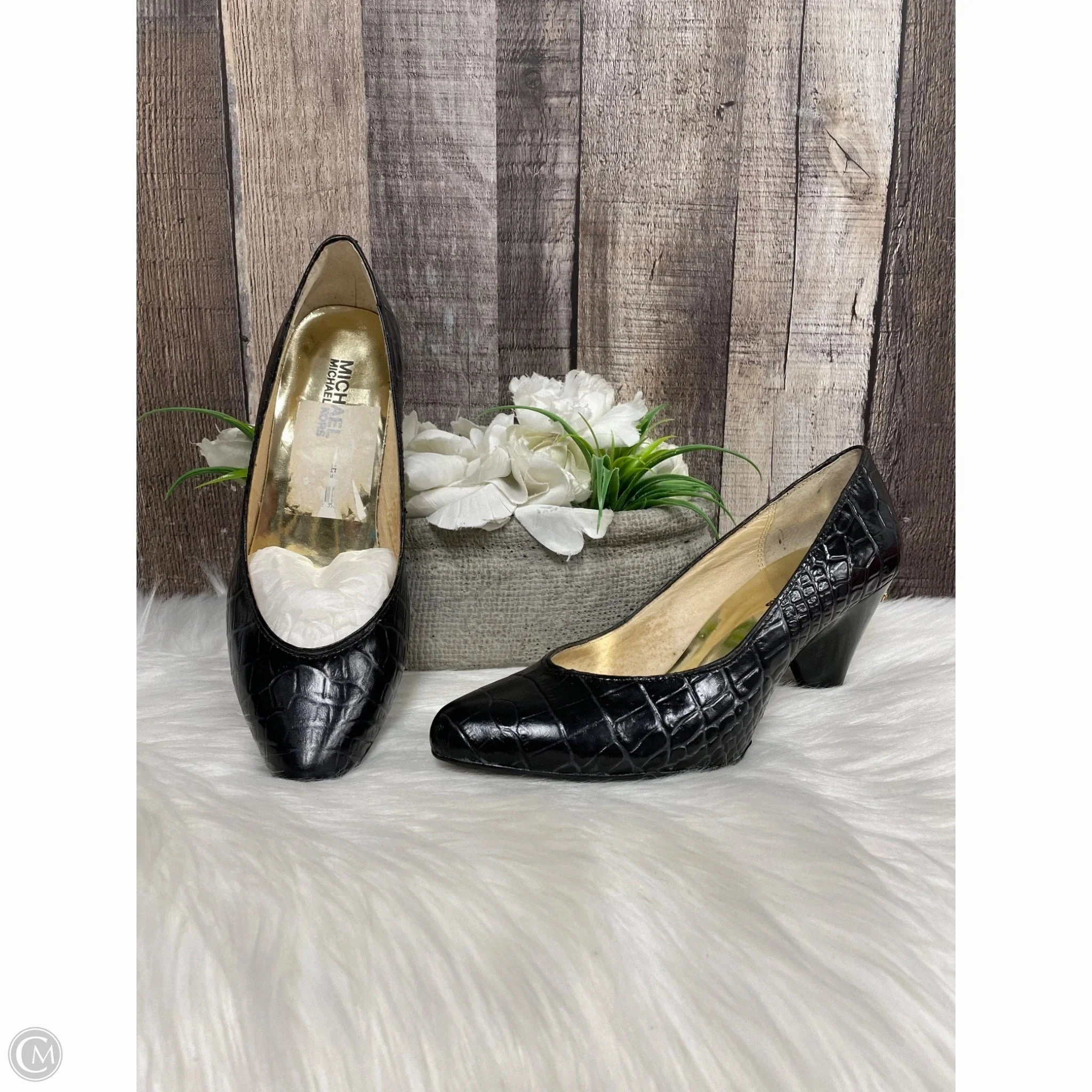 Shoes Heels Block By Michael By Michael Kors In Black, Size: 6 Chic Heeled Booties Laser cut