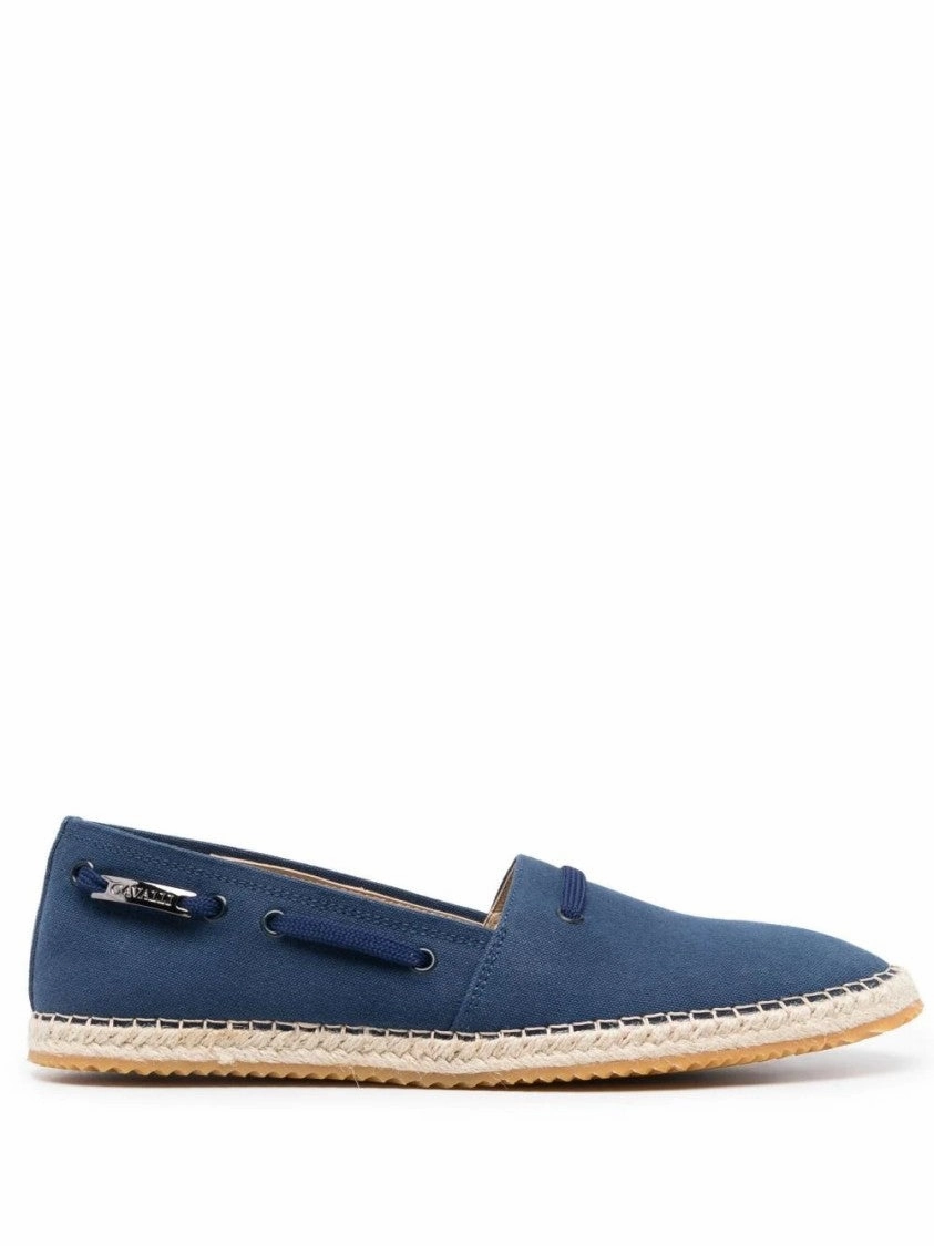 Move Power Blue Textile Loafers With Woven Jute Sole