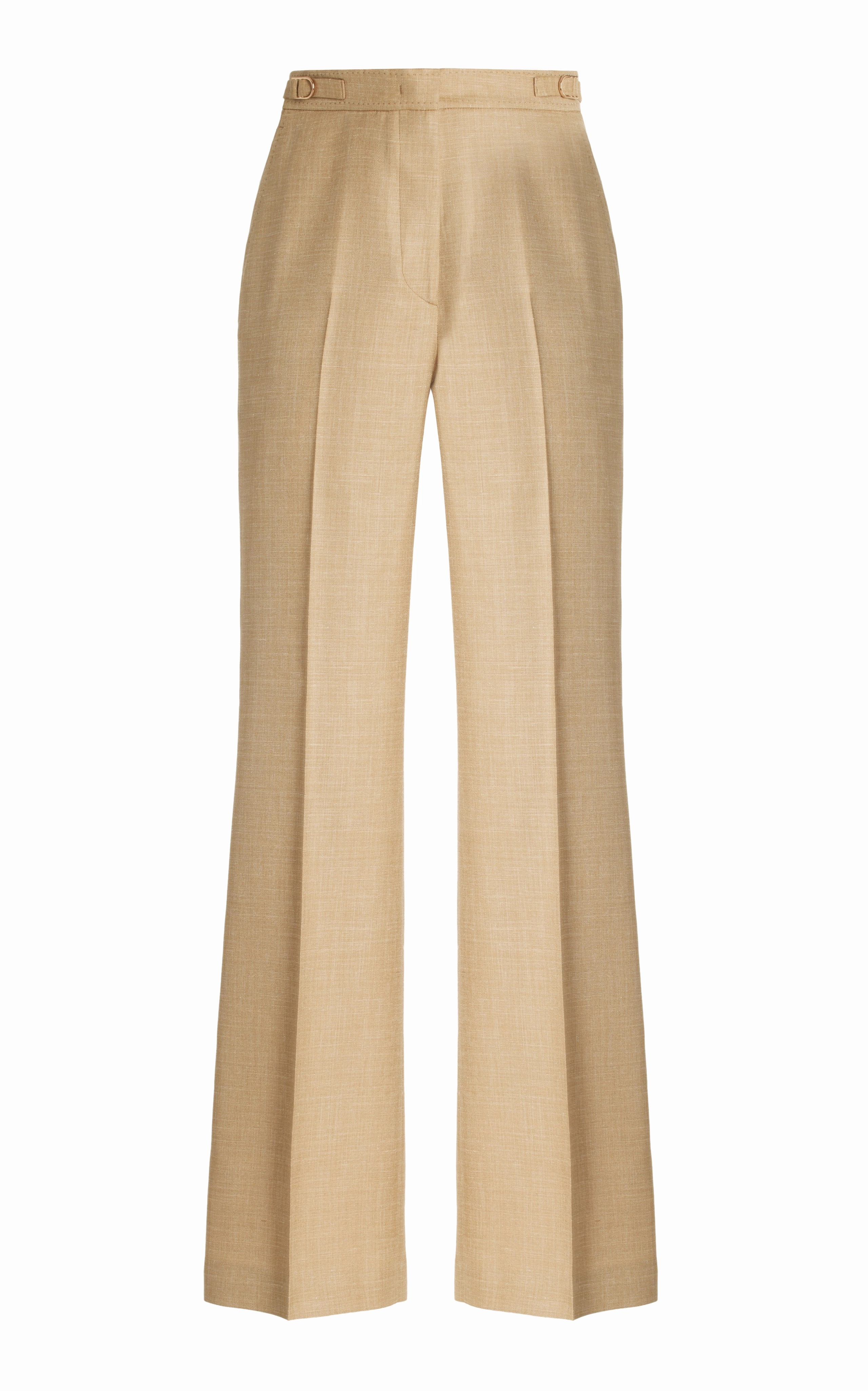 Elegant Comfort Sharp and Stylish Vesta Pant in Hay Virgin Wool and Silk Linen