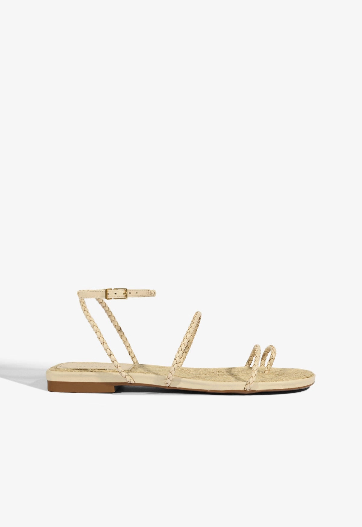 Track Glow Kaya Beige Leather Flat Sandal
