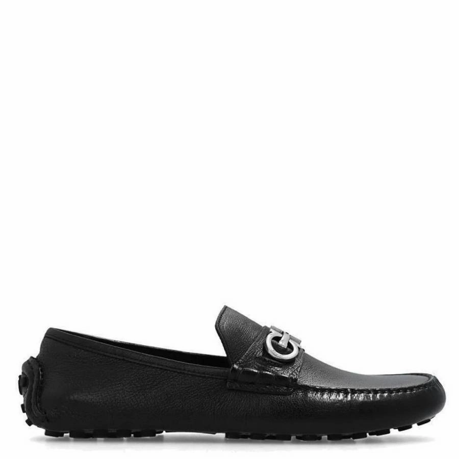 True Pace Elegant Footwear Ferragamo Black Gancini Ornament Driver