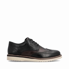 Lounge Wear Rieker Men's Alan 04 Wing Tip Shoe in Nero/Blei Black