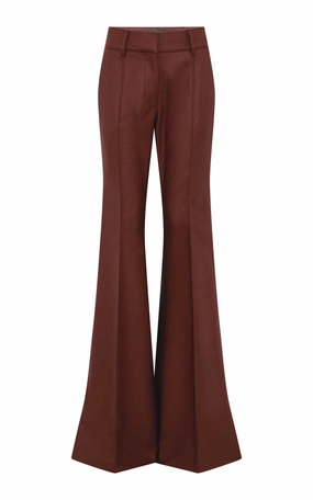 Rhein Flare Pant in Burnt Sienna Wool Cashmere Flannel Smart Tailored Appearance Flattering Layer