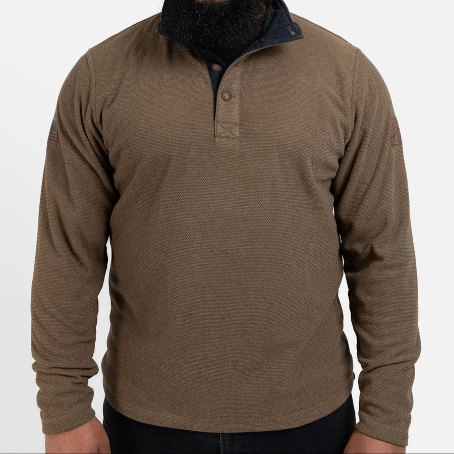 Fleece Henley - Brown Cozy Inner Layer winter break