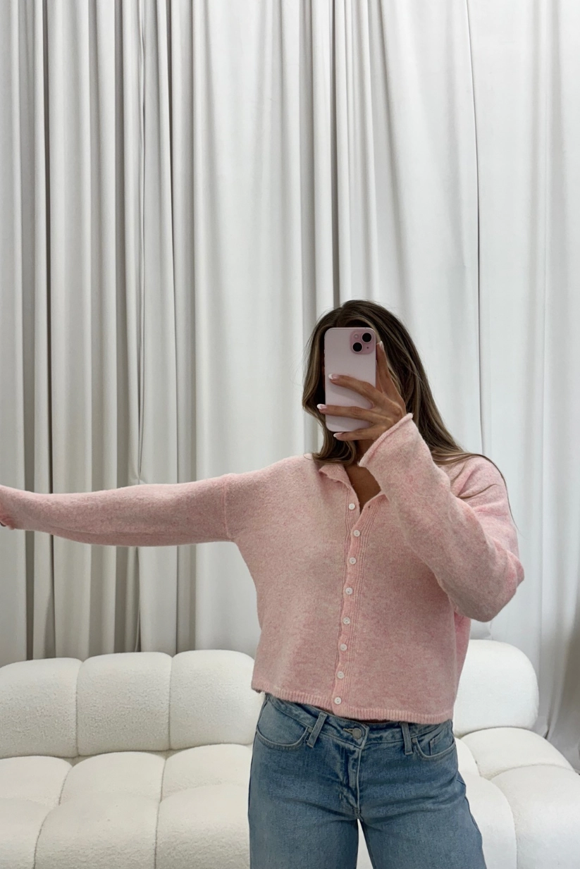 Casual Blouse Formal Wear Dani Classic Lightweight Button Down Cardigan Top in Sherbet