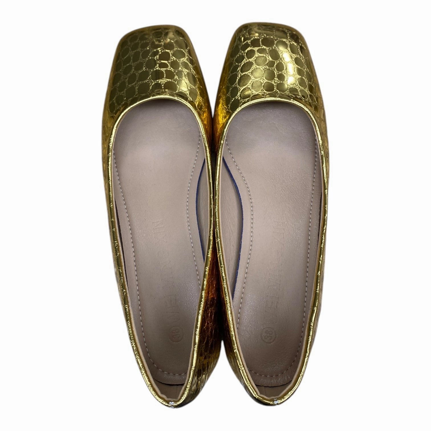 Shoes Heels Block By Clothes Mentor In Gold, Size:7.5 Causal Booties Suede Heels