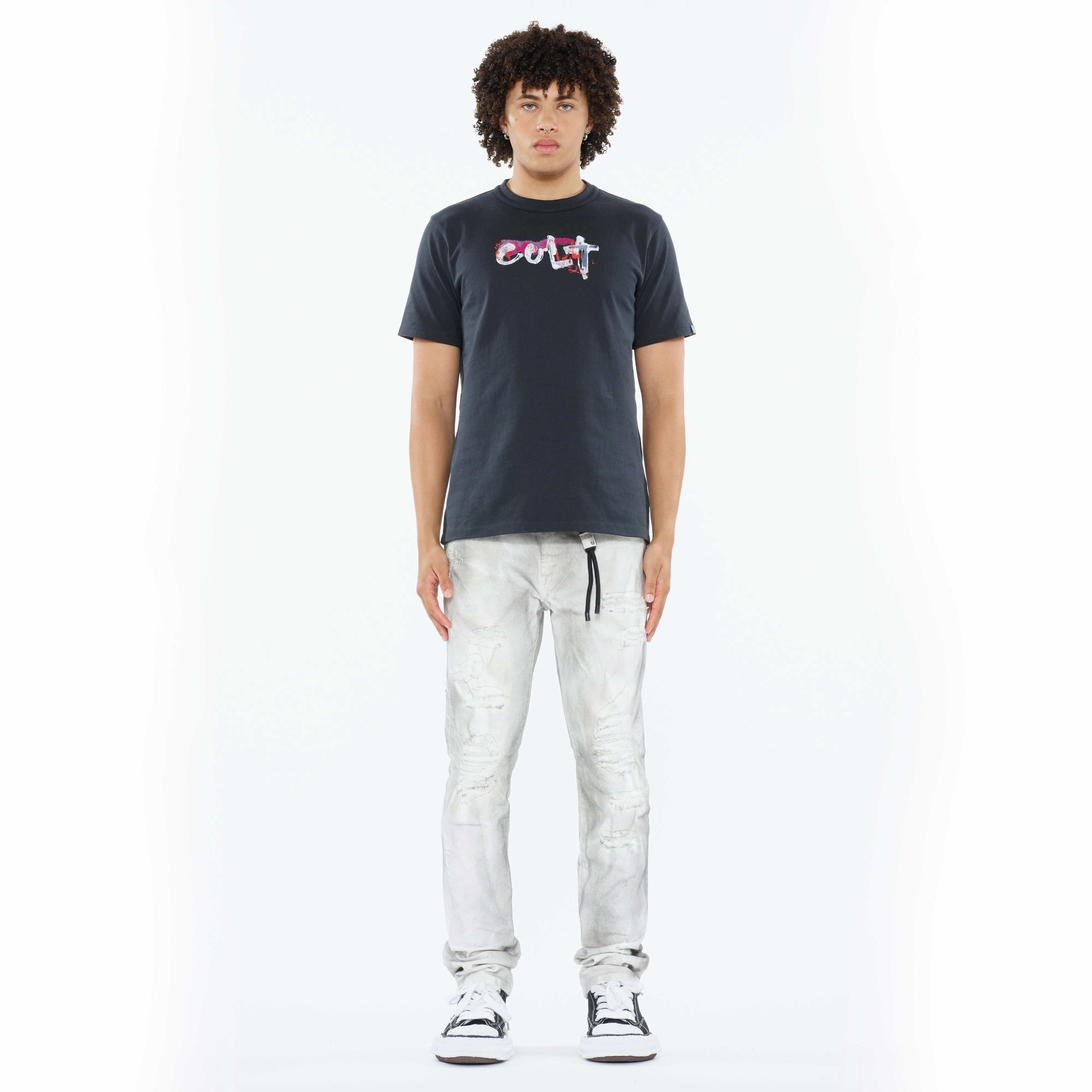 Cult's Heavyweight Short Sleeve Crew Neck Tee "Artist Logo" in Steel Minimalist Layer