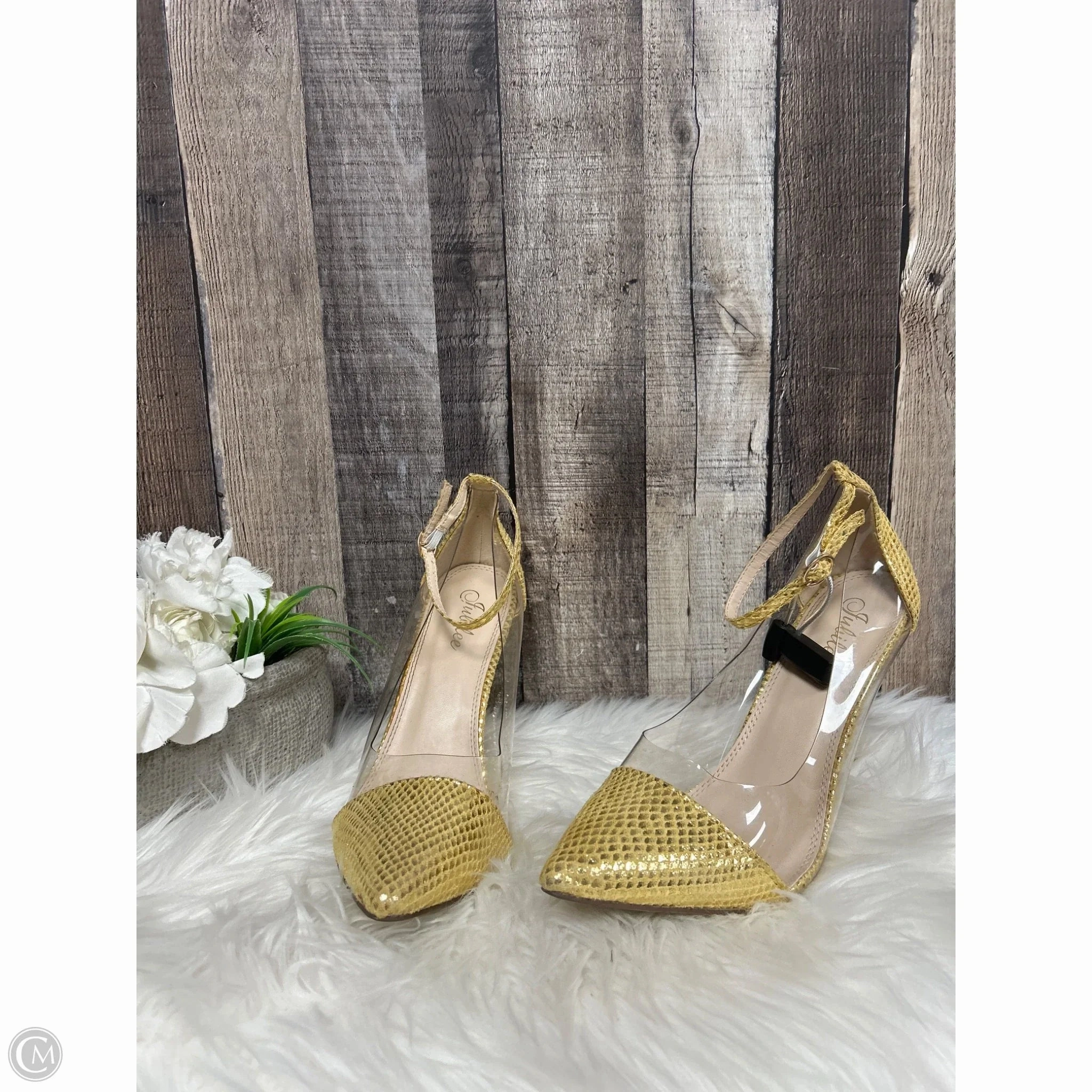 Comfortable Insole Smooth Soles Shoes Heels Stiletto By Cme In Gold, Size: 11