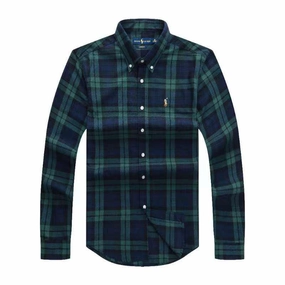 Reinforced Hems New Ralph Lauren Check Button Down Long Sleeve Men Shirt