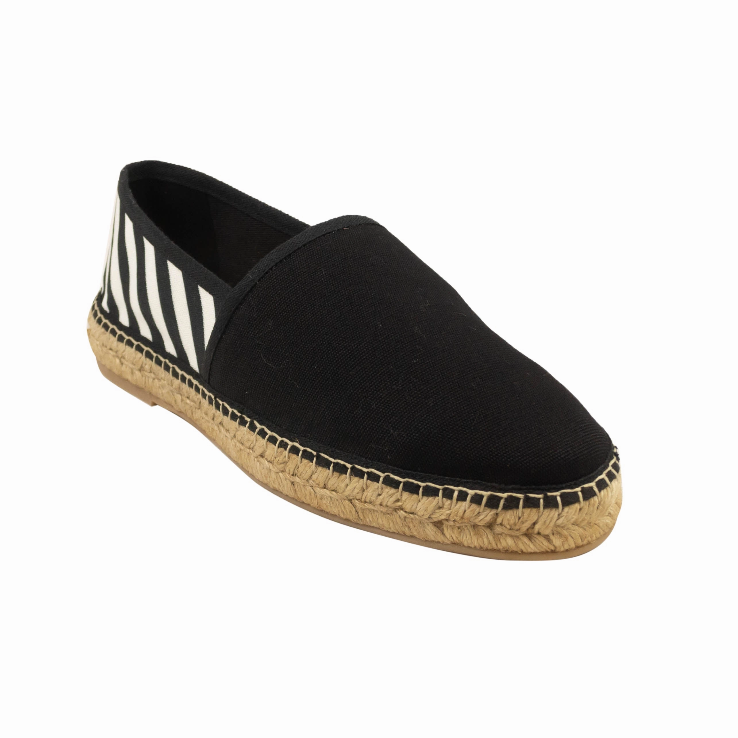 Stylish Slip-on Shoes Walk Firm Black Stripe Canvas Espadrilles