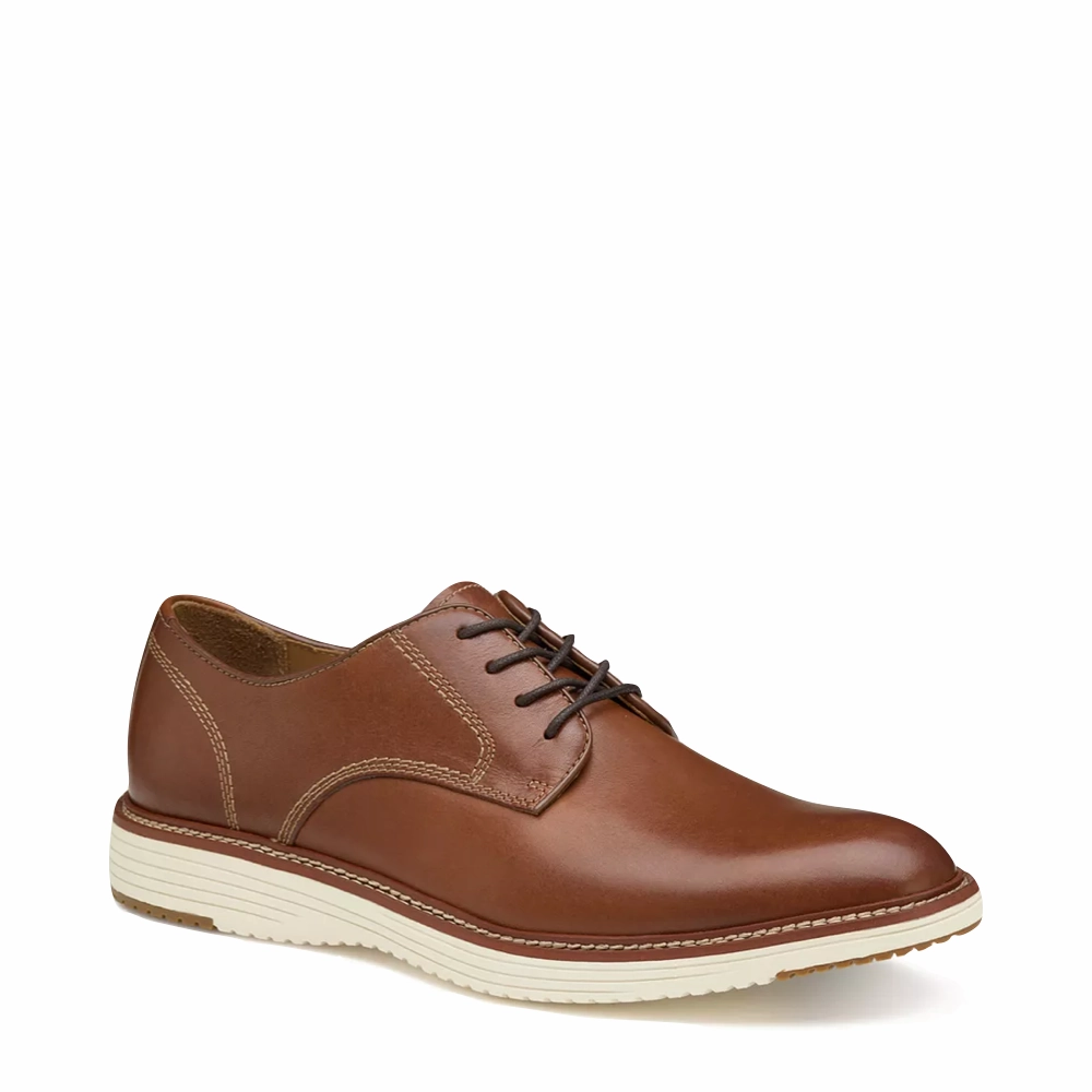 Detail Work Soft Insole Johnston & Murphy Men's Upton Plain Toe Leather Lace Oxford in Tan