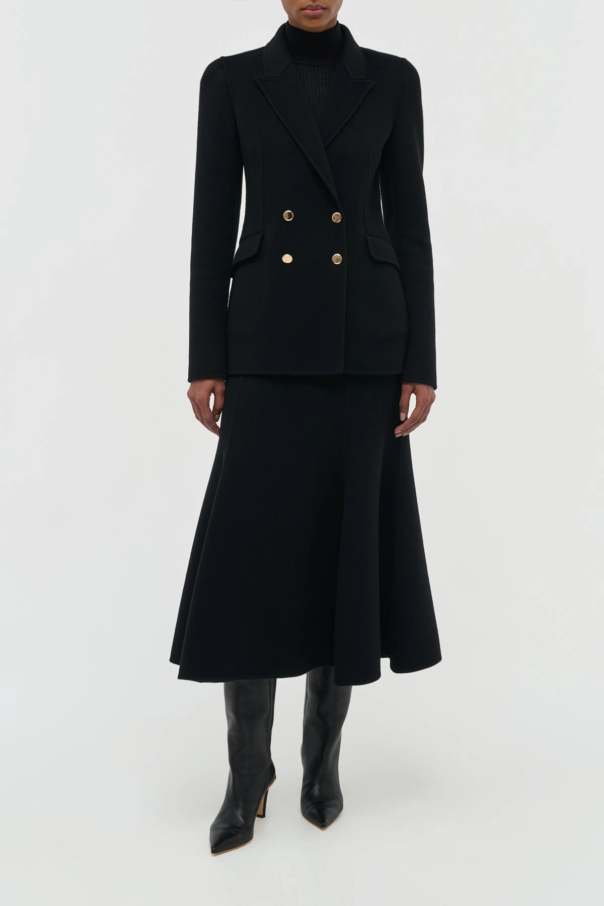 Seamless Pocket Integration Comfortable Look Lloyd Blazer in Black Double-Face Recycled Cashmere