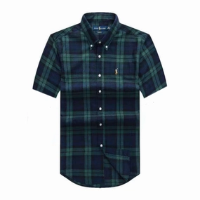 Reinforced Side Vents Ralph Lauren Men Short Sleeve Oxford Check Shirt