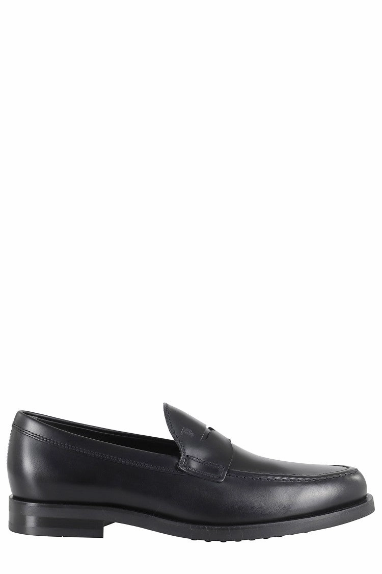 Formal Loafer With Embossed Logo In Smooth Leather Fashion Accent