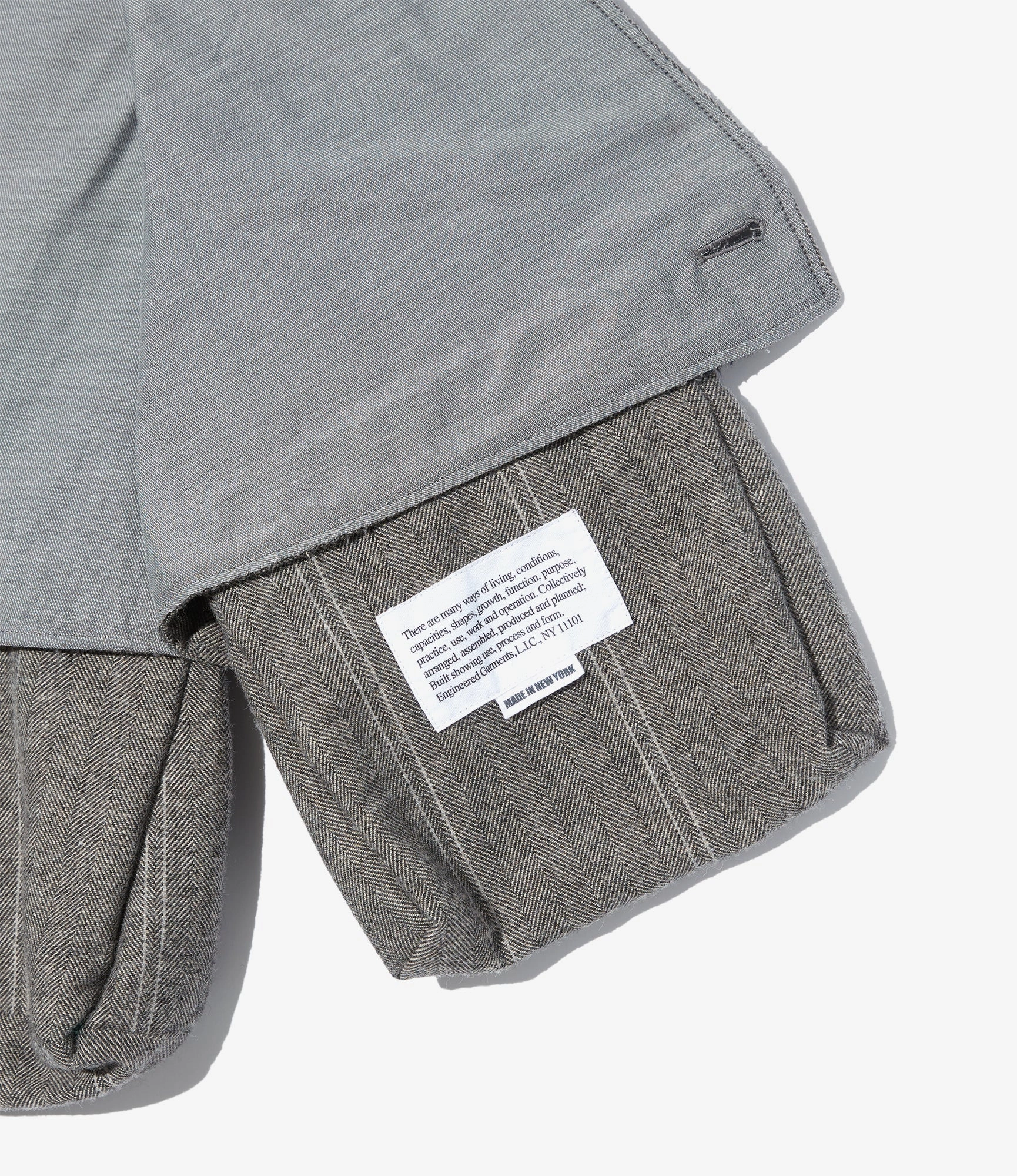 Stretch Panels Cushion Fowl Vest ?C Light Grey Striped Herringbone Wool