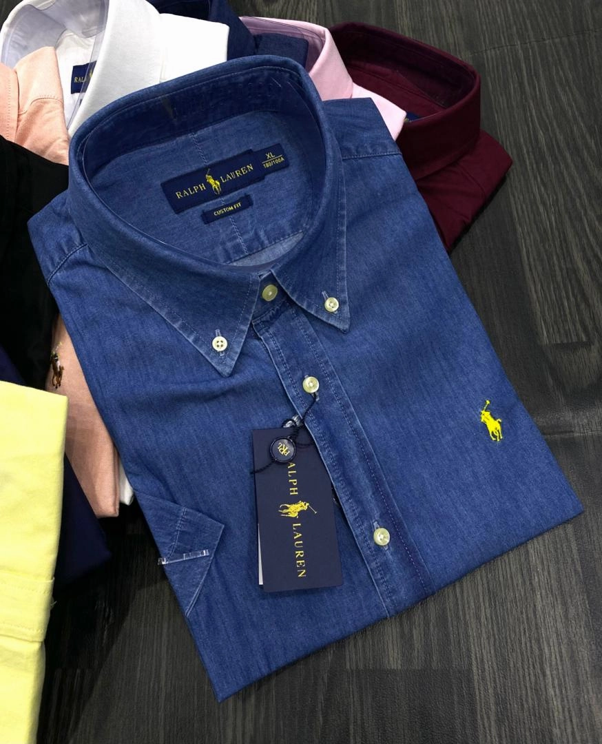 Odorless Binding Tape Moisture Wicking Material Polo Ralph Lauren Denim Blue Men Short Sleeve Small Pony Shirt