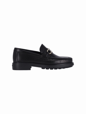 Gancini" Loafers Black Pure Dash Bright Guard