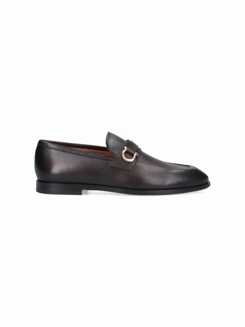 Gancini" Loafers Brown Square Toe Easy Life