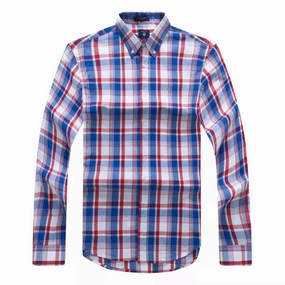 Gant Check Male Long Sleeve Shirt Anti Pilling Surface