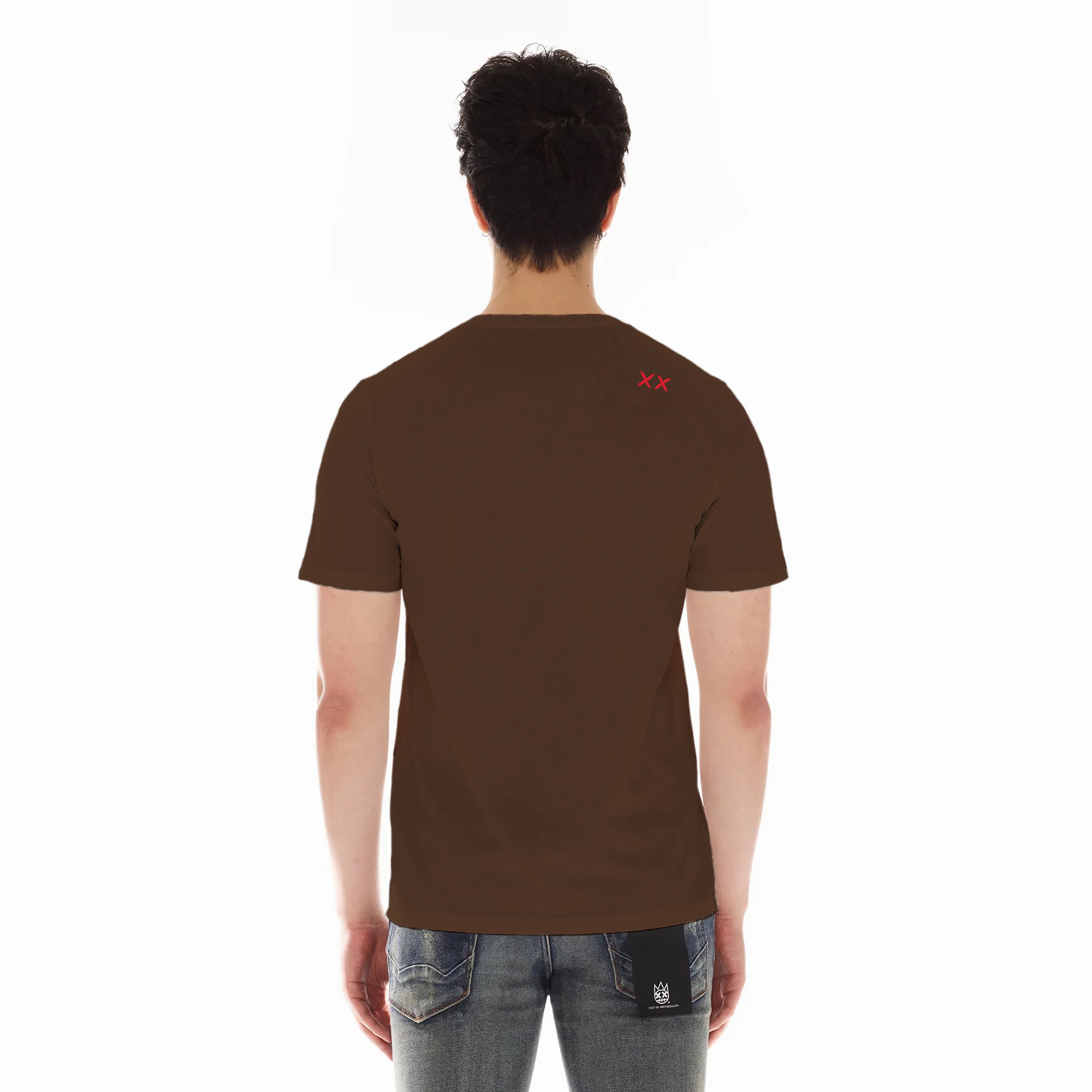Premium Cotton Soft Fit Wear Cult's Red Shimuchan Short Sleeve Crew Neck Tee in Brown