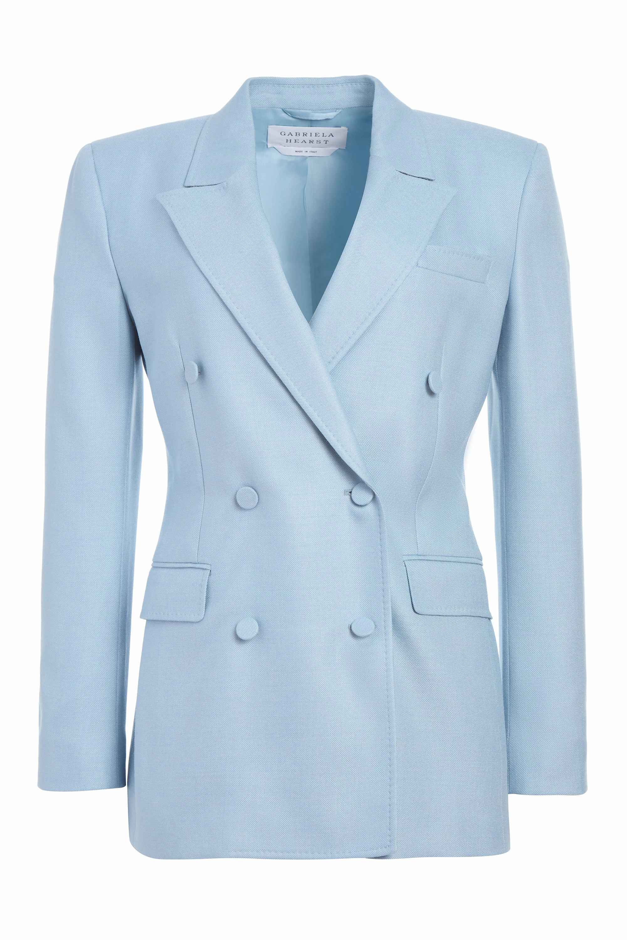 Gavin Blazer in Stone Blue SIlk Virgin Wool Modern Silhouette