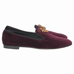 Heel Steady Garden Lane Giuseppe Zanotti Dalila Crystal Embellished Loafers in Burgundy Velvet