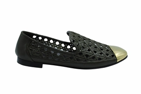 Cruise Wear Relax Vibe Giuseppe Zanotti Perforated Flats with Gold Captoe in Green Leather
