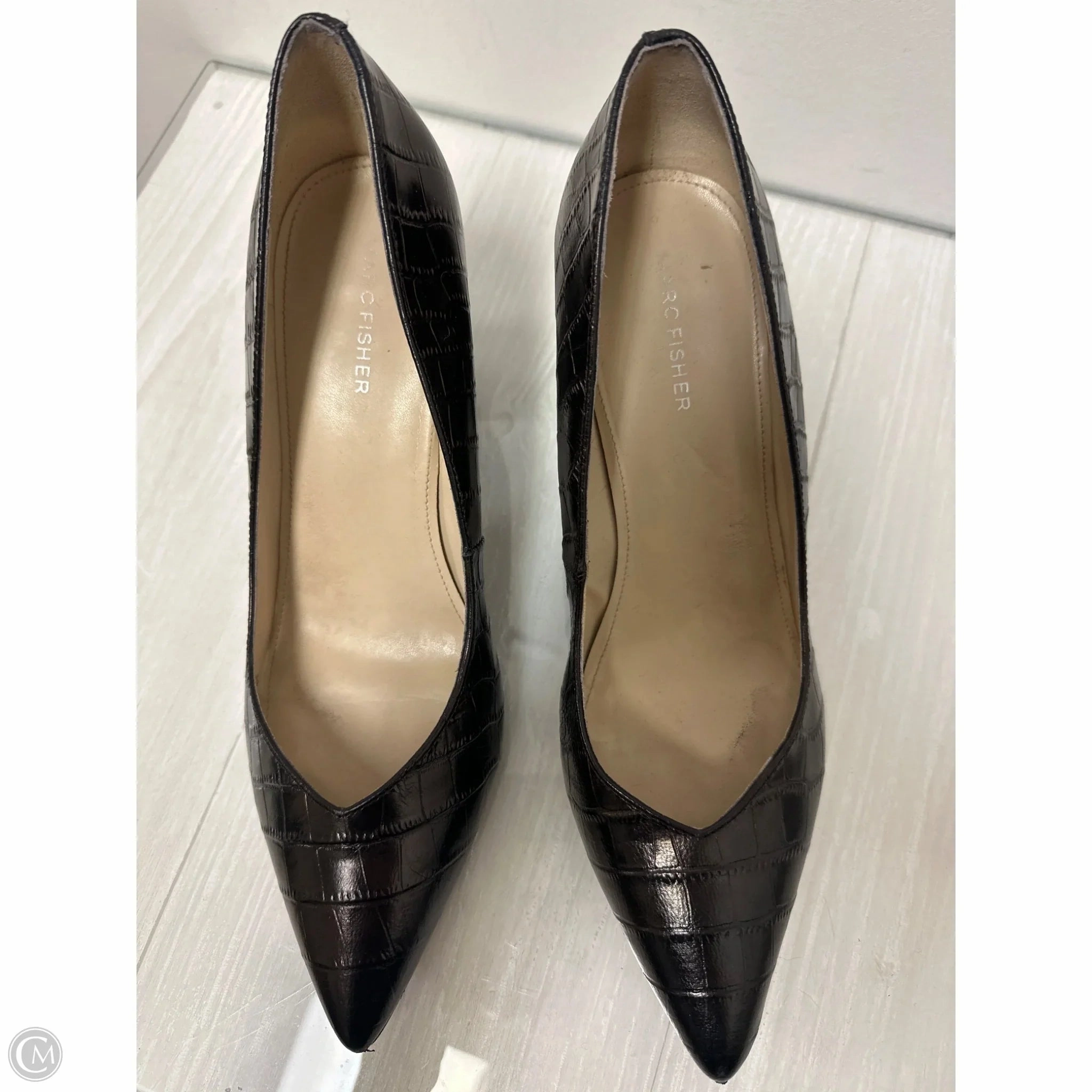 Open Toe Shoes Heels Block By Marc Fisher In Black, Size: 10