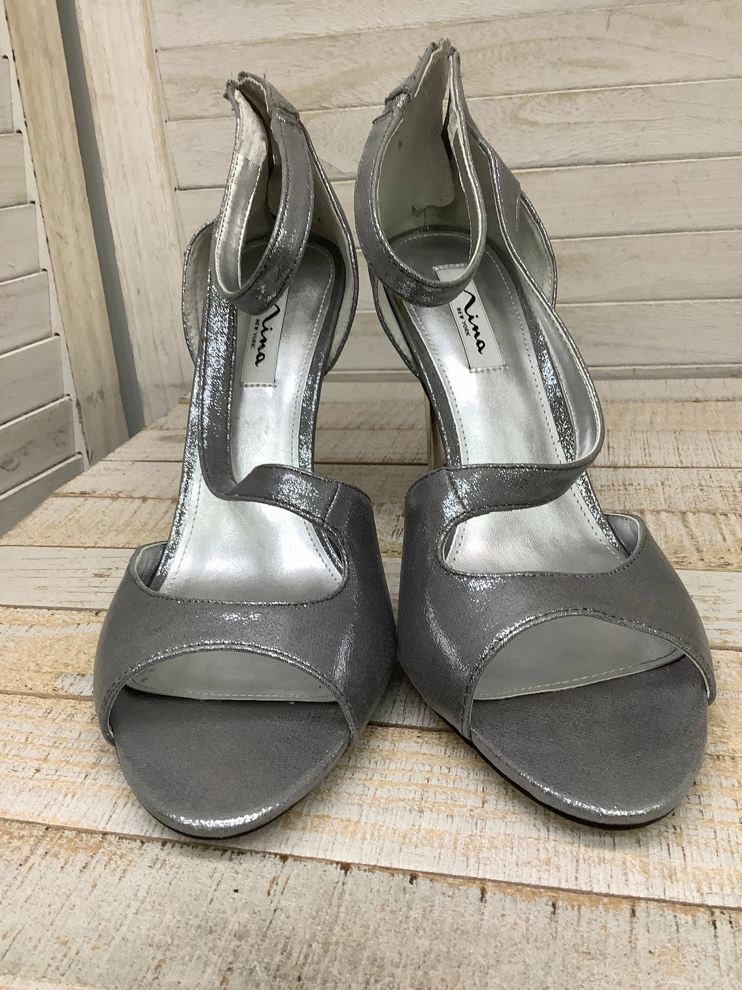 Shoes Heels Stiletto By Nina In Silver, Size: 9.5 Power Outfit Sophisticated Shoes