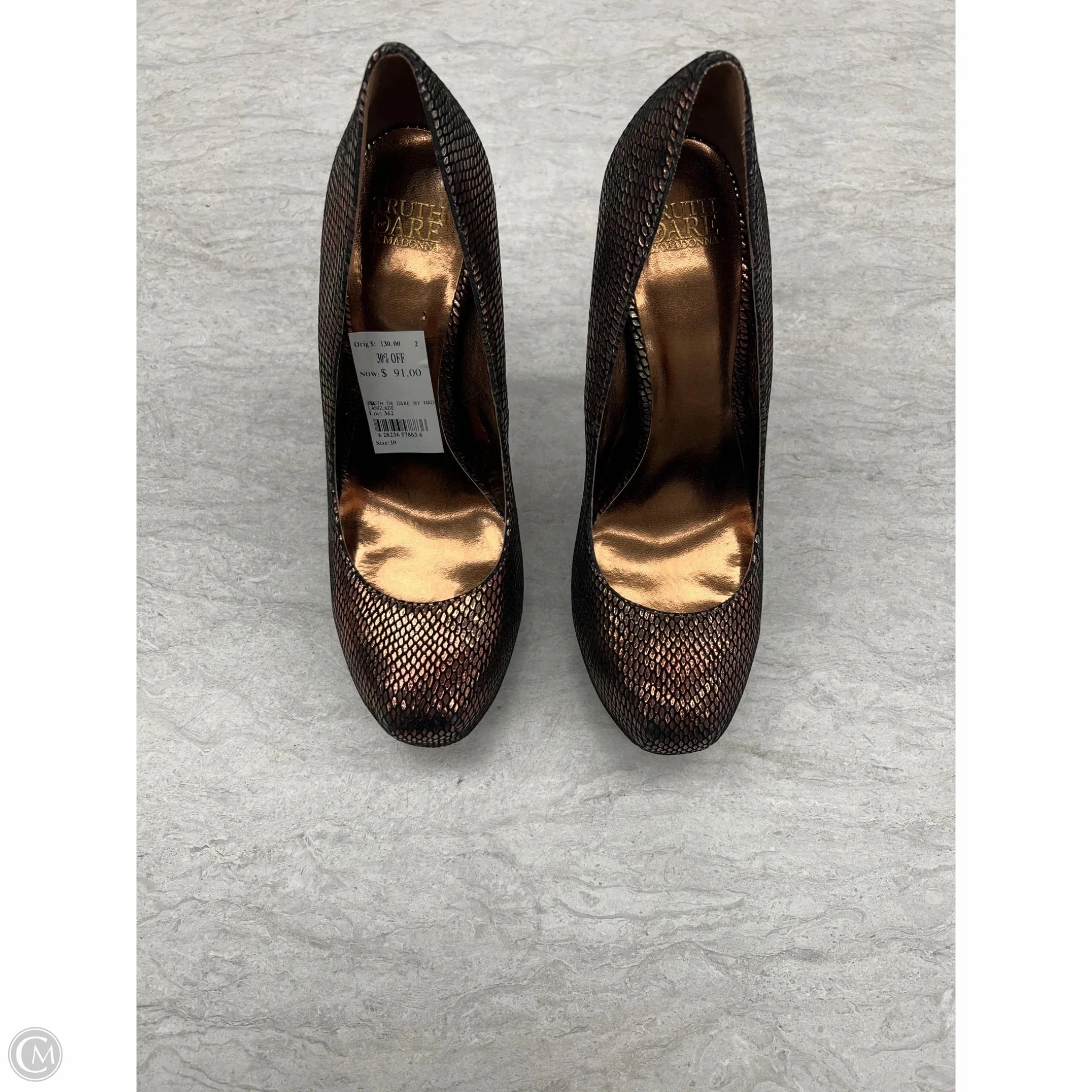 Shoes Heels Stiletto By Clothes Mentor In Bronze, Size: 10 Heeled Booties