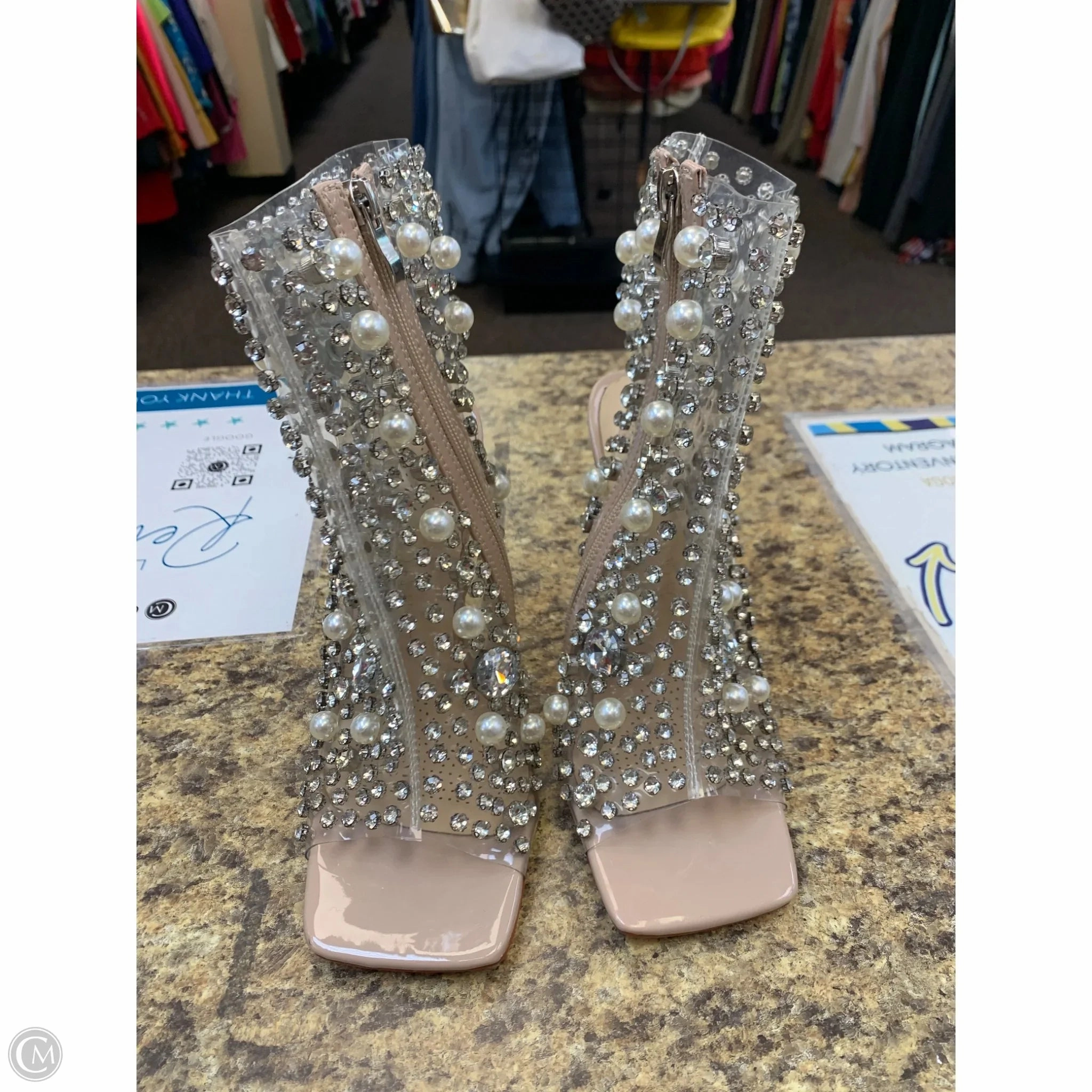 Clear Heels Shoes Heels Stiletto By Cmf In Pink & Silver, Size: 7