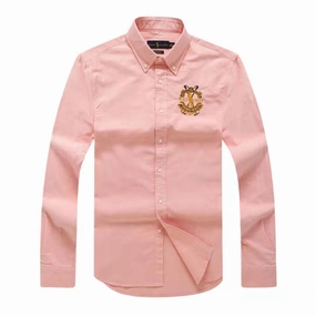 RALPH LAUREN PINK EMBROIDERED LONG SLEEVE OXFORD SHIRT UV Protective Fabric