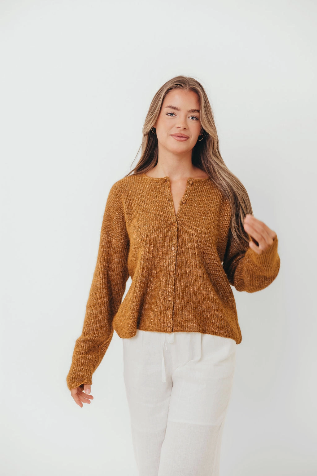 Newport Cardigan in Camel Bonded Seam Technology