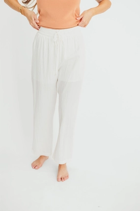June Double Drawstring Detail Wide Leg Pants in White *Final-Sale* EcoFriendlyMaterial