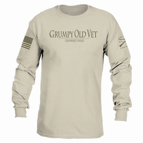 Four Way Stretch Material Grumpy Old Vet Long Sleeve - Sand