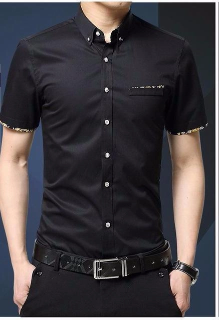 High-Quality Material Chic Wardrobe West Louis? Short Sleeve Slim Fit Cotton Shirt