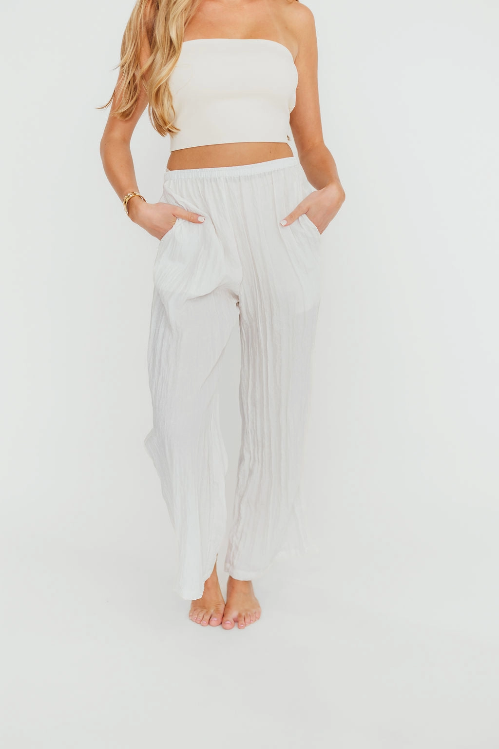 Harmony Crinkle Fabric Pants in Milk (Please see description) *Final-Sale* All-Purpose Comfort