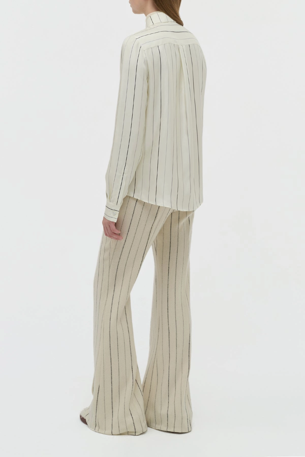 Business Ready Outfit Henri Blouse in Ivory Multi Pinstripe Silk Twill