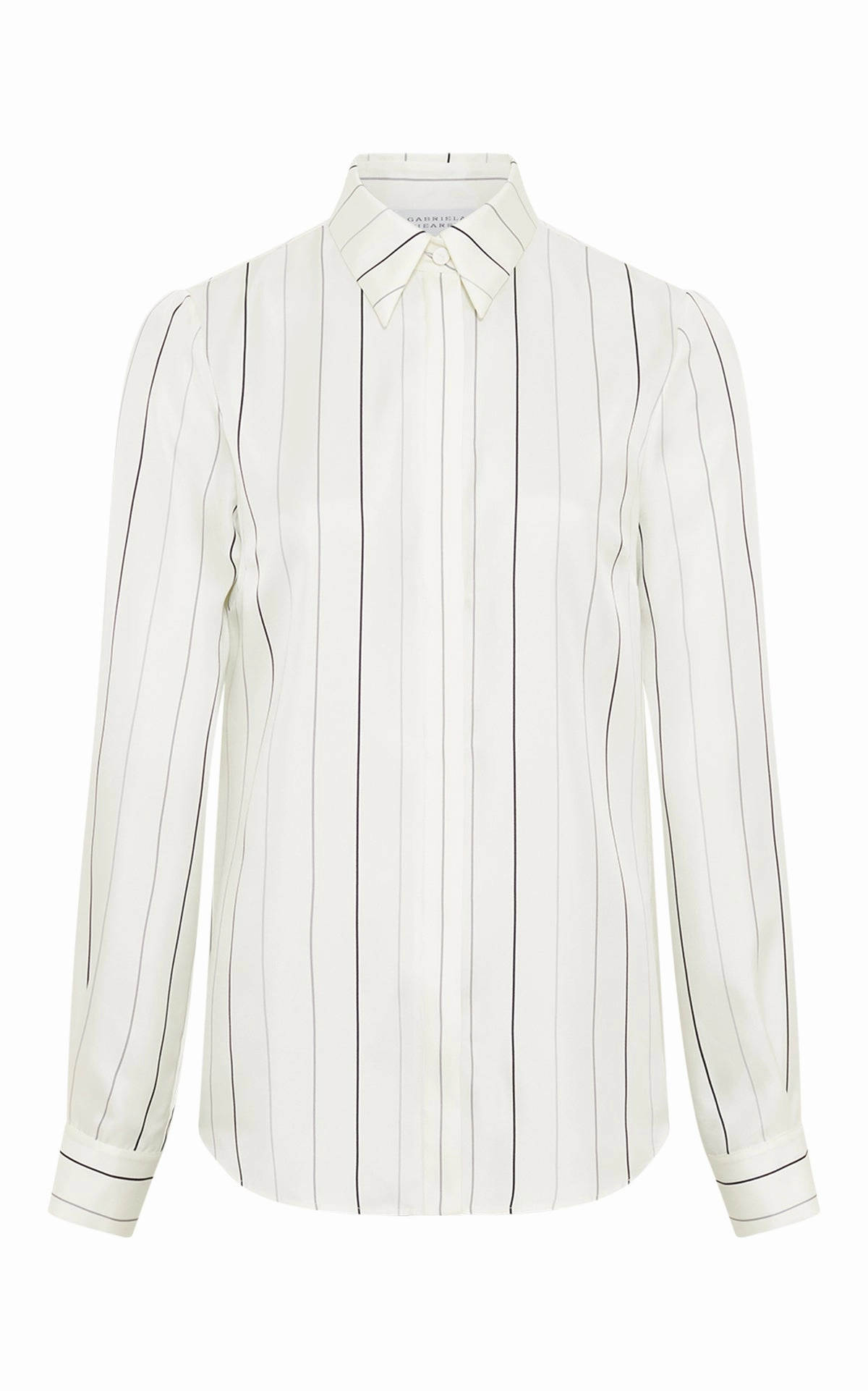 Henri Blouse in Ivory Multi Pinstripe Silk Twill Business Attire