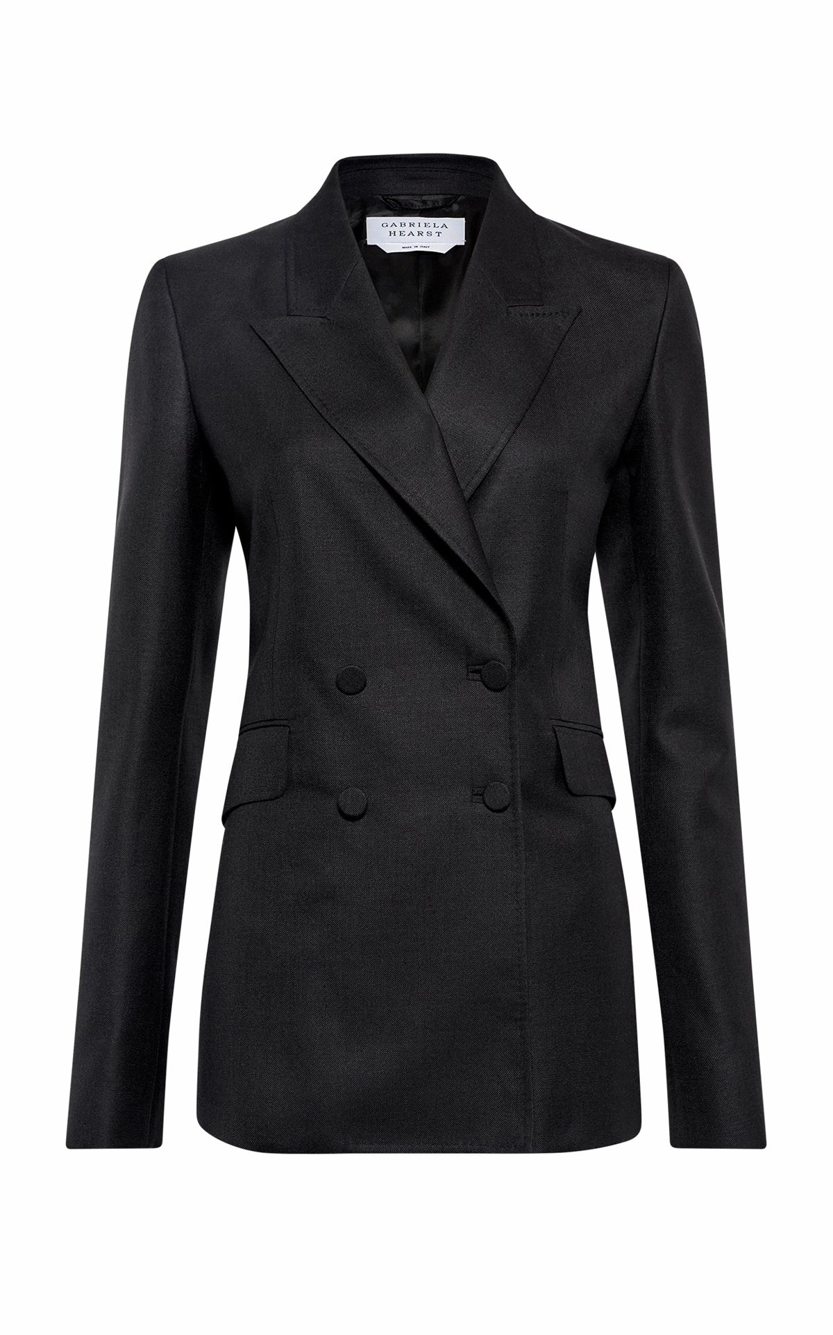 Angela Blazer in Black Virgin Wool Silk with Linen Quality craftsmanship