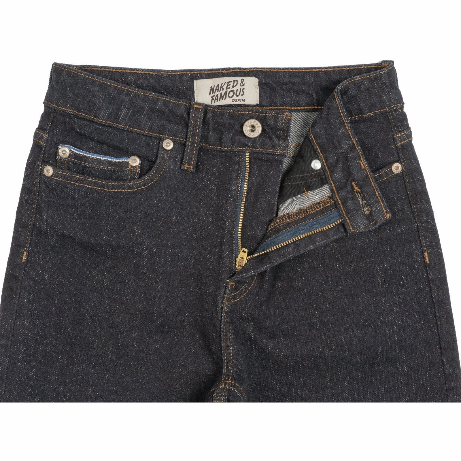 Reinforced Stitching Details Unisex Fit High Skinny - Forever Blue Stretch Selvedge