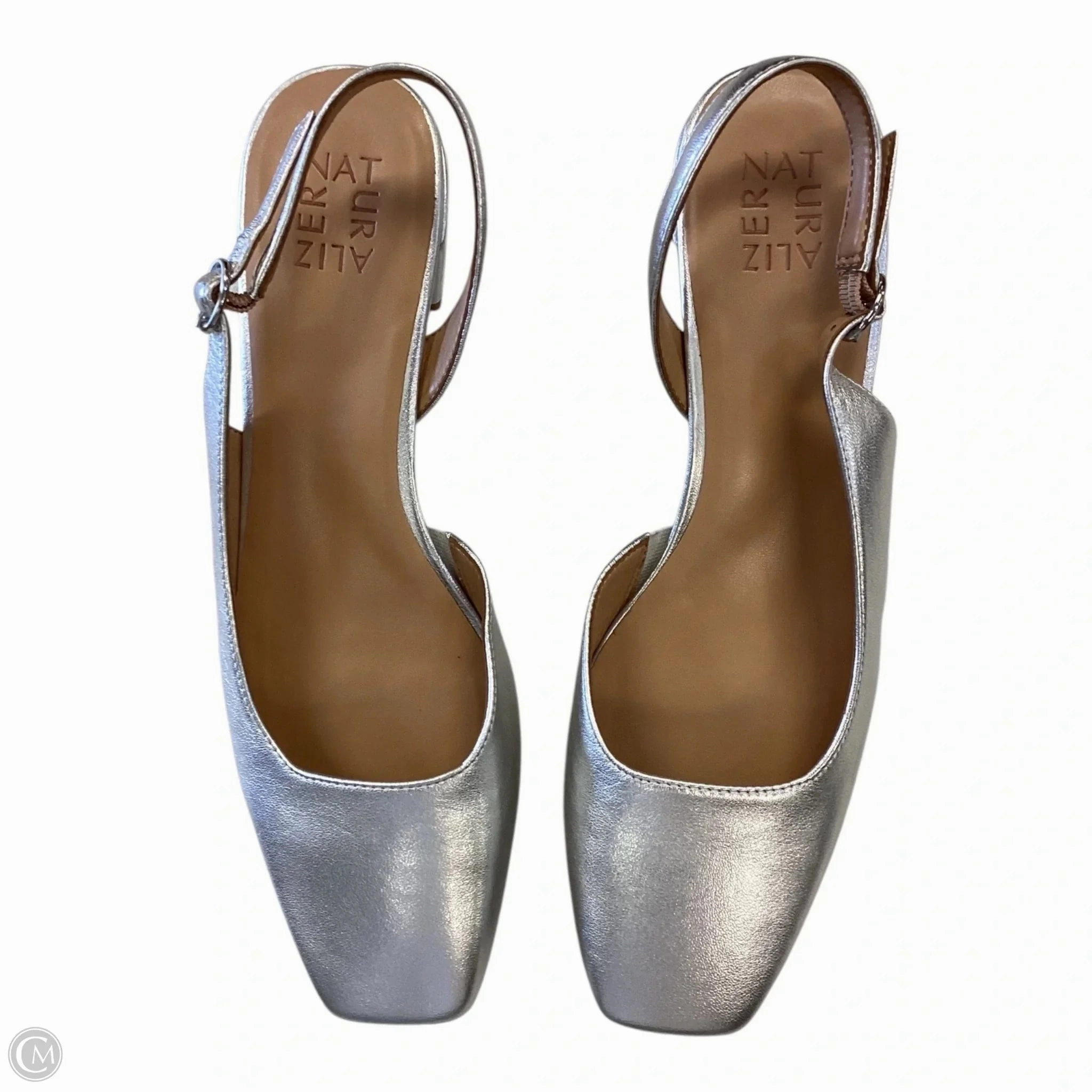 Laser cut Shoes Heels Block By Naturalizer In Silver, Size: 11