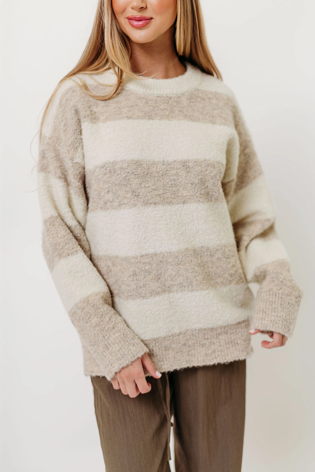 Simple Shirt EasyClean Hollis Textured Sweater in Cream Taupe
