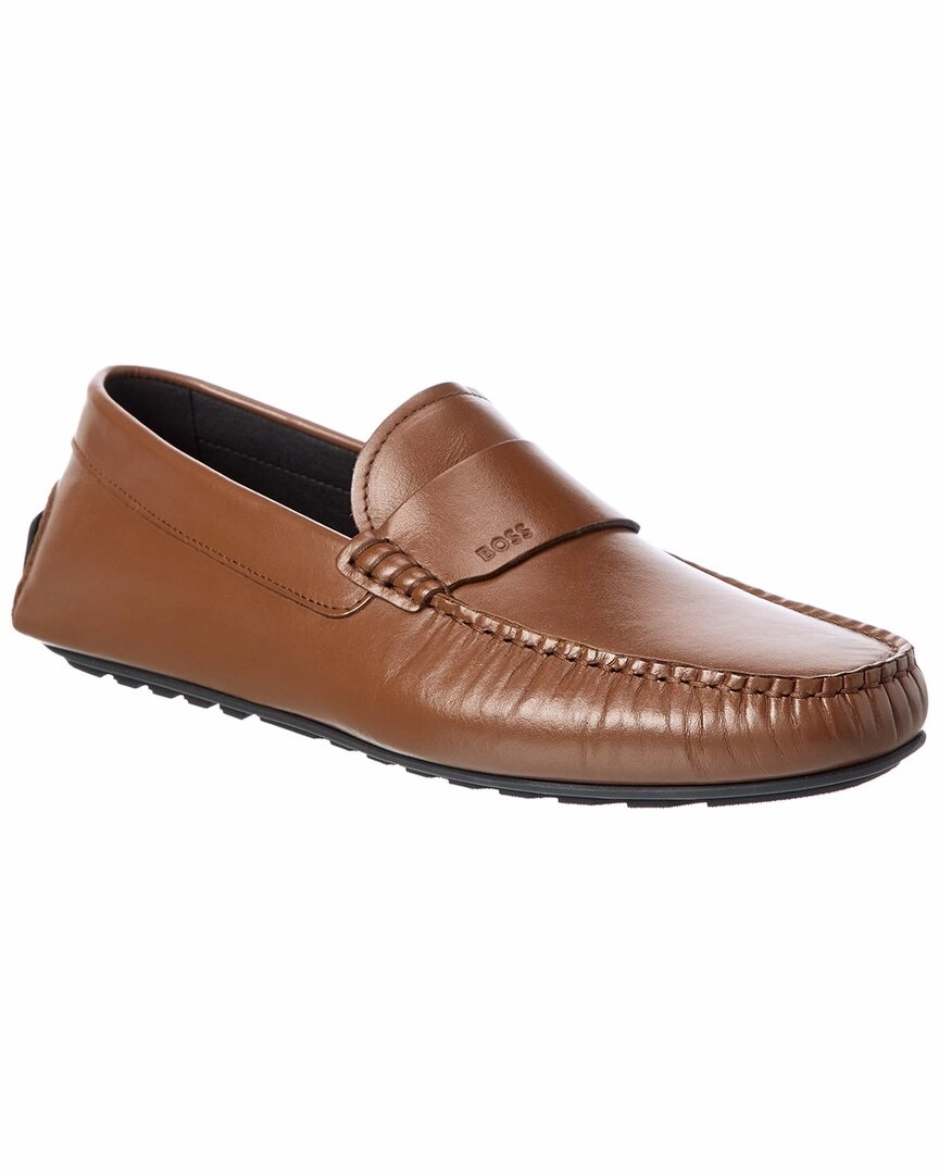 Hugo Boss Noel Leather Moccasin Durable Build Sunny Path